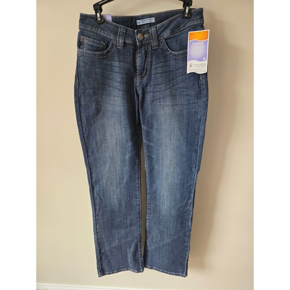 Lee Slender Secret Barely Bootcut Jeans Women 8M Dark Wash Midrise Stretch Denim